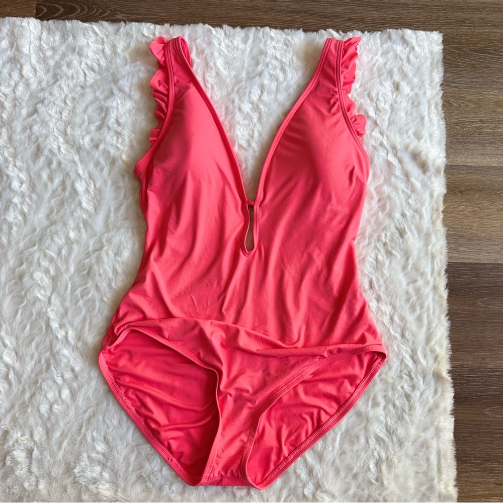 Kate Spade New York Deep Plunge One-Piece Bright Peony Women's Size XL - Picture 3 of 8